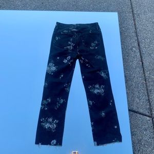 PAIGE dark grey wash floral print jeans